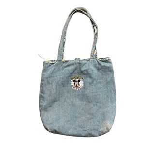 Vintage Disney Mickey Mouse Denim Tote Bag Flower Power